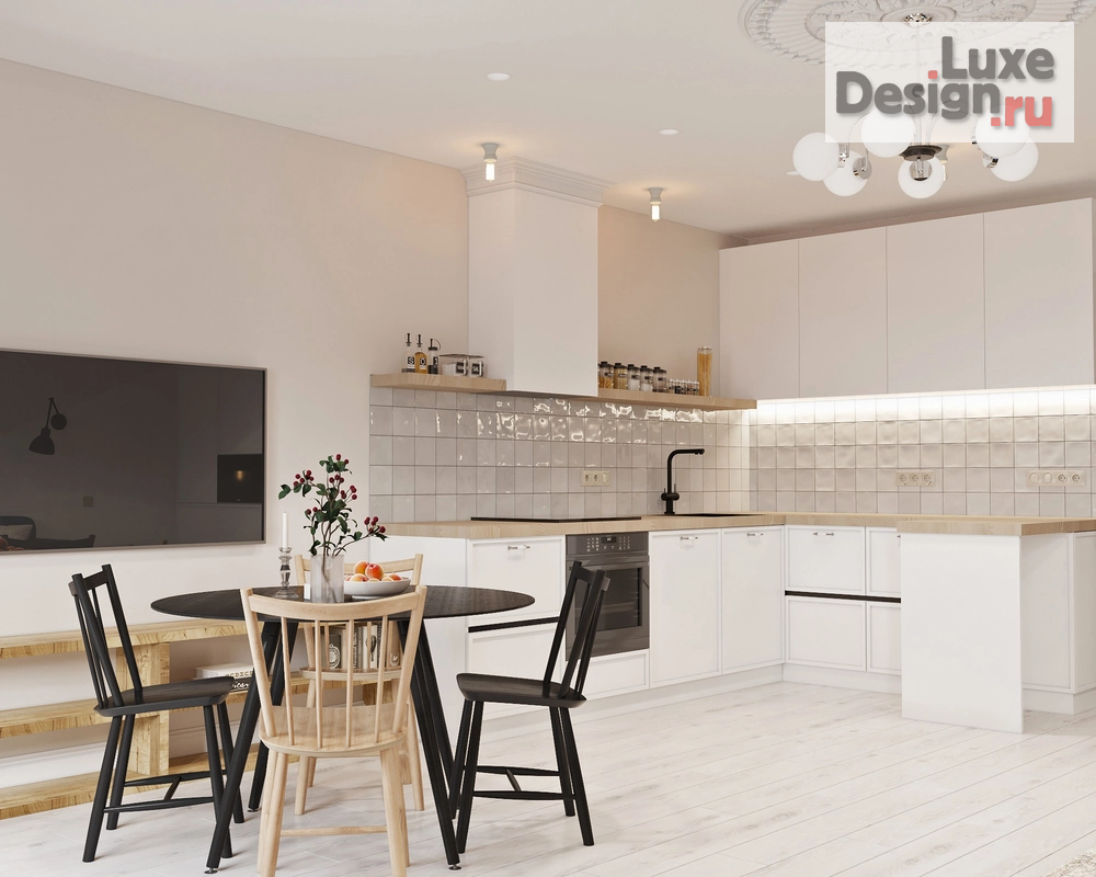 Дизайн интерьера квартиры "Дизайн проект квартиры с элементами стиля mid-century modern." (фото 2)