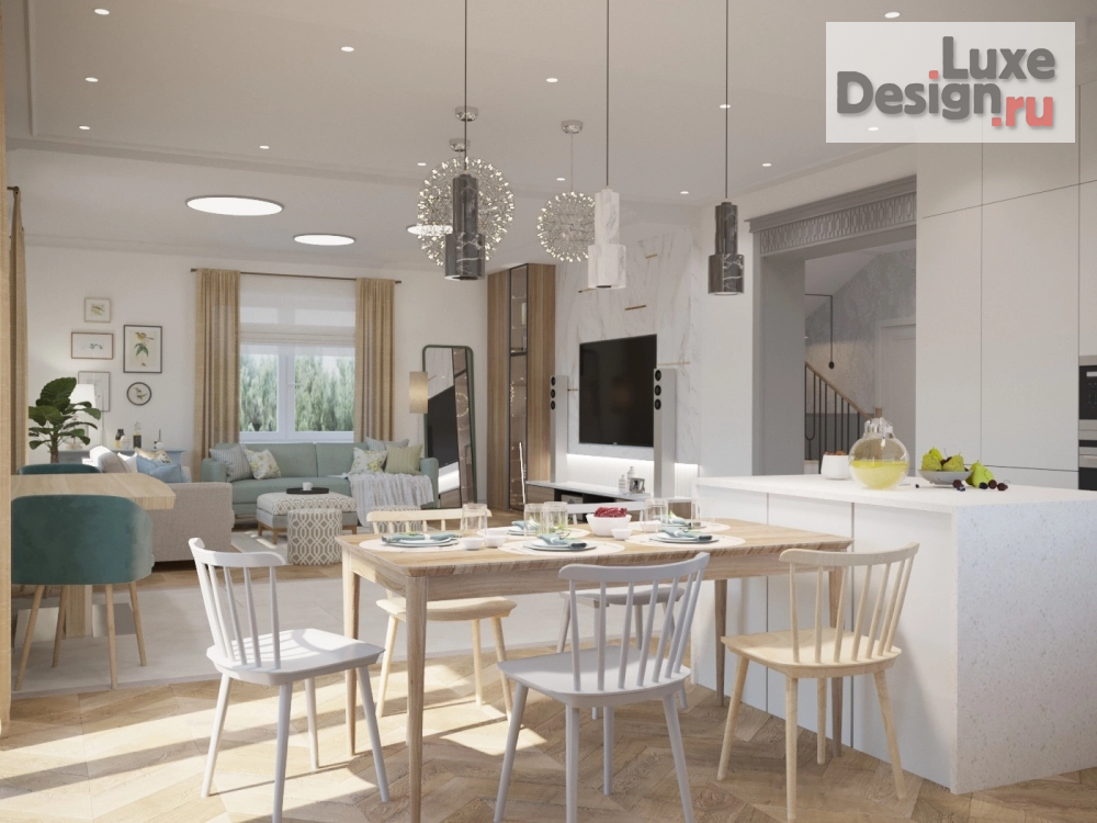 Дизайн интерьера коттеджа "Дом с теплой, семейной атмосферой. 1 этаж" (фото 5)