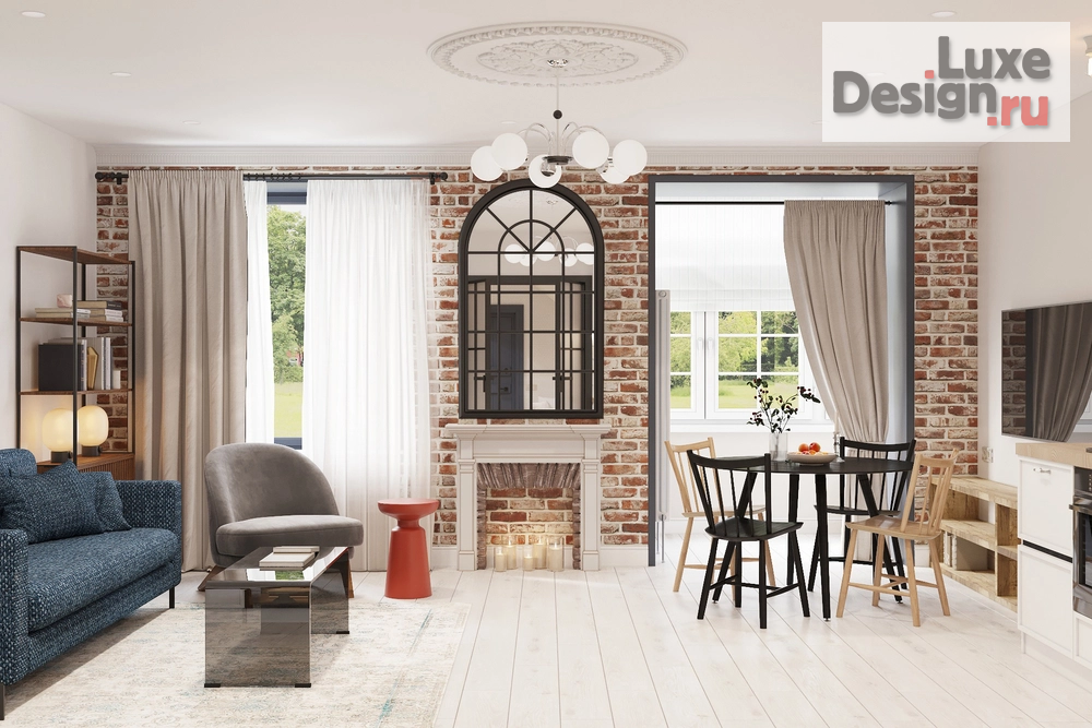 Дизайн интерьера квартиры "Дизайн проект квартиры с элементами стиля mid-century modern." (фото 1)