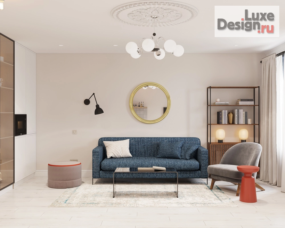 Дизайн интерьера квартиры "Дизайн проект квартиры с элементами стиля mid-century modern." (фото 4)