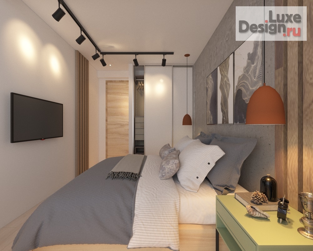 Дизайн интерьера спальни "Спальня в проекте 3-х комнатной квартиры в духе лофт" (фото 4)