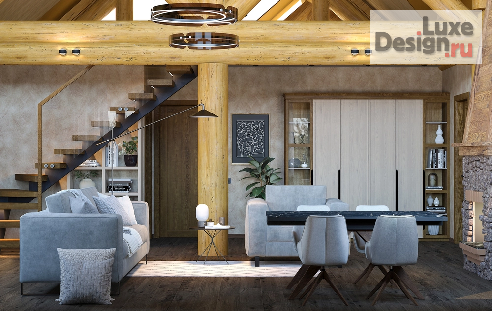 Дизайн интерьера загородного дома "Загородный дом из рубленного бревна" (фото 1)