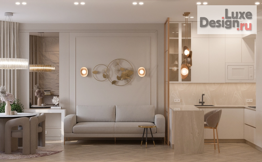 Дизайн интерьера трехкомнатной квартиры "Трёхкомнатная квартира в ЖК Булычёв" (фото 2)