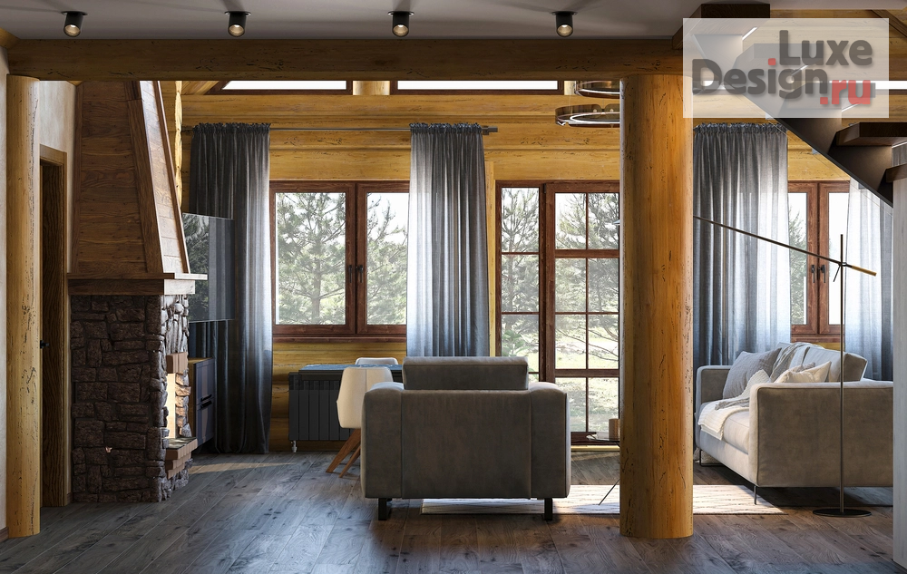 Дизайн интерьера загородного дома "Загородный дом из рубленного бревна" (фото 2)