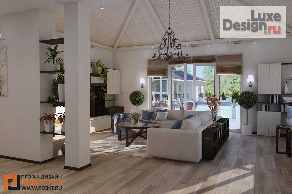 Дизайн интерьера загородного дома "Дизайн интерьера загородного в штиле шале" (фото 2)